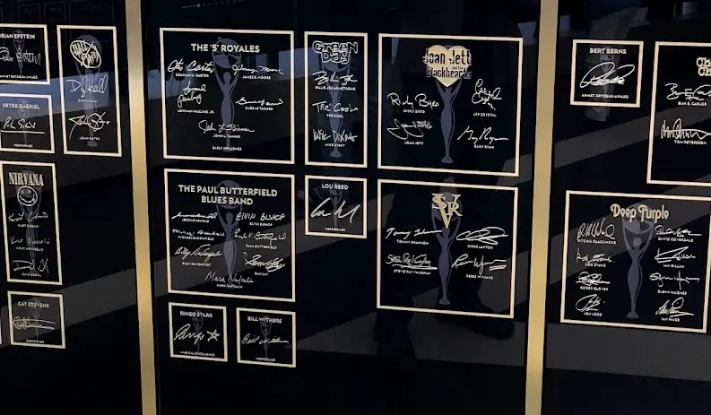 The 2015 signature plaque at the Rock Hall Museum